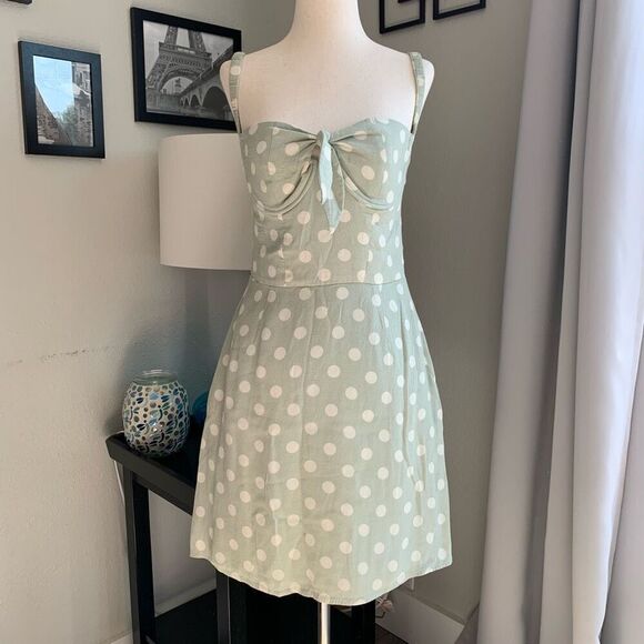 Capulet sage polka dot summer dress size large - Picture 1 of 16